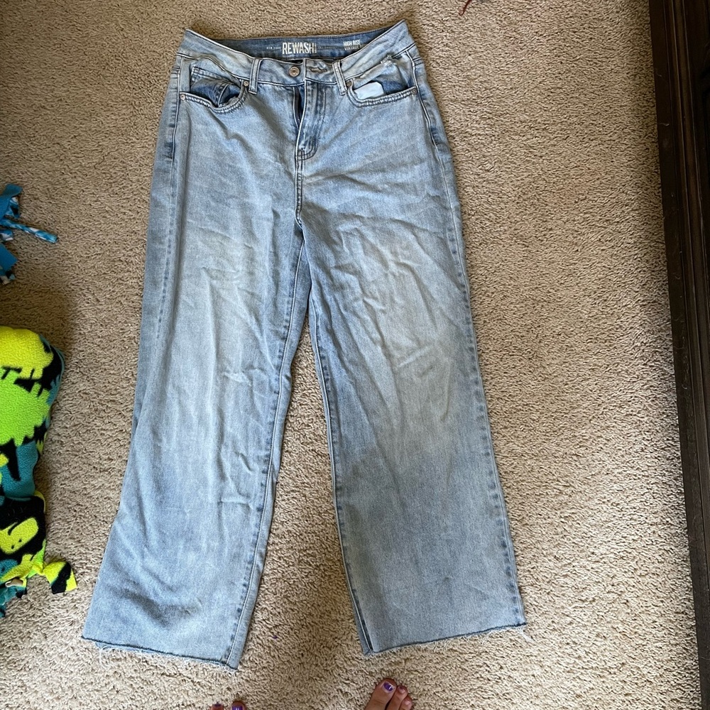 Wide leg light wash jeans